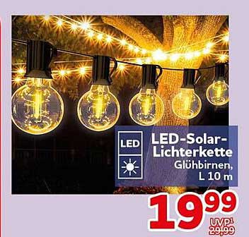 LED-Solar-Lichterkette Glühbirnen, L 10 m