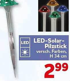 LED-Solar-Pilzstick versch. Farben, H 34 cm