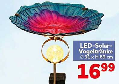 LED-Solar-Vogeltränke Ø 31 x H 69 cm