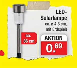 LED-Solarlampe ca. Ø 4,5 cm, mit Erdspieß ca. 36 cm