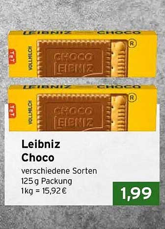 Leibniz Choco verschiedene Sorten 125 g Packung 1kg = 15,92 €