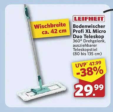 LEIFHEIT Bodenwischer Profi XL Micro Duo Teleskop