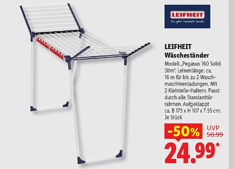 LEIFHEIT Wäscheständer Modell „Pegasus 160 Solid Slim“