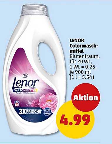 LENOR Colorwaschmittel Blütentraum, für 20 WL, 1 WL = 0,25, je 900 ml (1 l = 5,54)