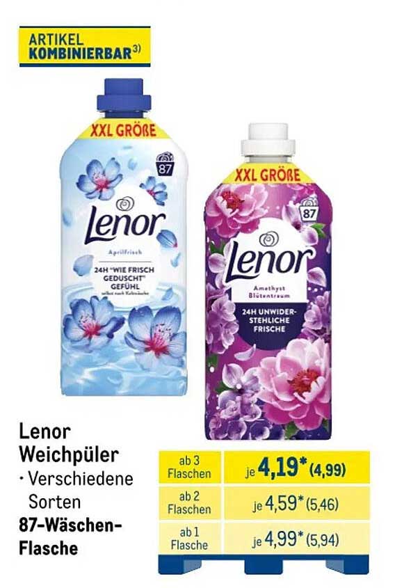 Lenor Weichspüler • Verschiedene Sorten 87-Wäschen-Flasche