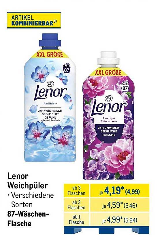 Lenor Weichspüler • Verschiedene Sorten 87-Wäschen-Flasche