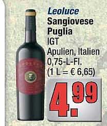 Leoluce Sangiovese Puglia IGT Apulien, Italien 0,75-L-Fl. (1 L = € 6,65)