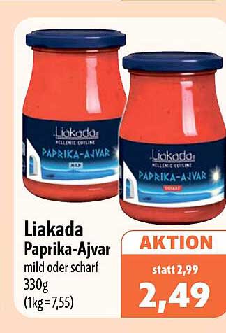 Liakada Paprika-Ajvar mild oder scharf 330g (1kg=7,55)