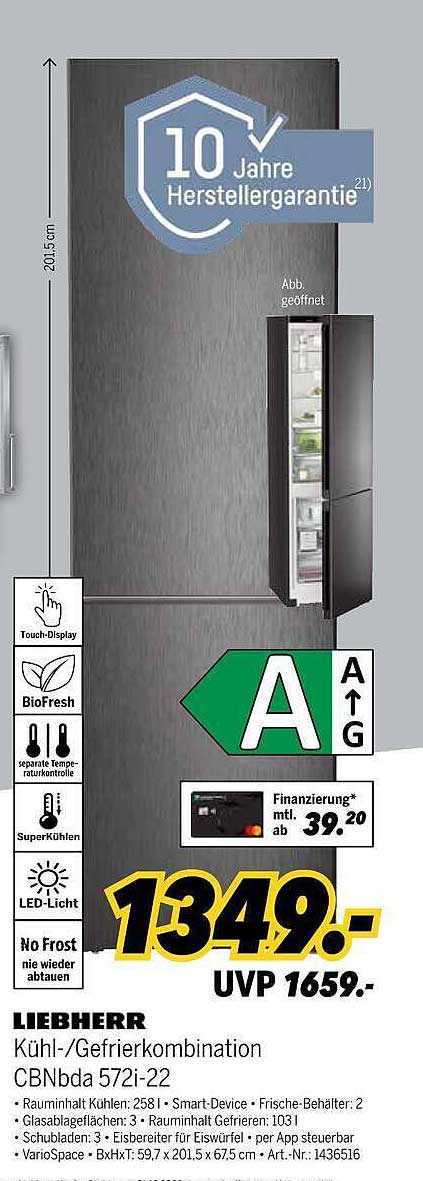 LIEBHERR Kühl-/Gefrierkombination CBNbda 572i-22