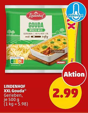 LINDENHOF XXL Gouda* Gerieben, je 500 g (1 kg = 5.98)
