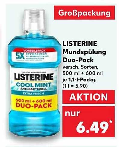 LISTERINE Mundspülung Duo-Pack versch. Sorten, 500 ml + 600 ml je 1,1-l-Pack. (1 l = 5.90)