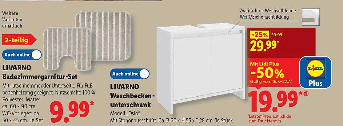 LIVARNO Bademattengarnitur-Set