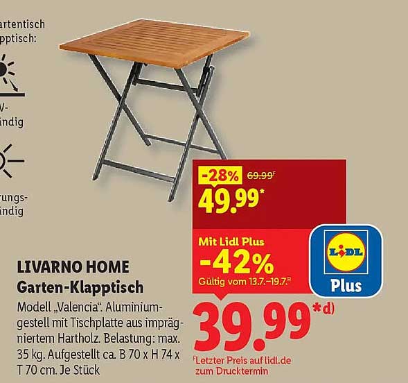 LIVARNO HOME Garten-Klapptisch