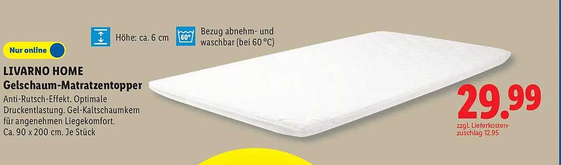 LIVARNO HOME Gelschaum-Matratzentopper