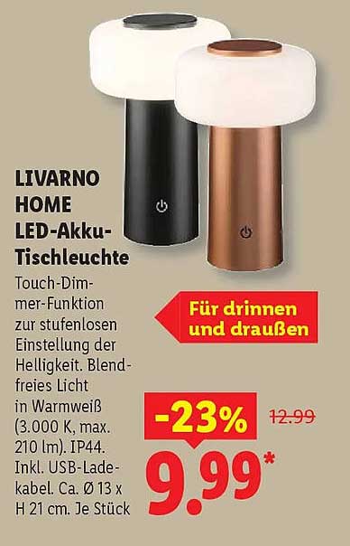 LIVARNO HOME LED-Akku-Tischleuchte