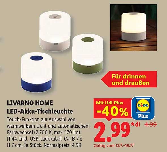 LIVARNO HOME LED-Akku-Tischleuchte