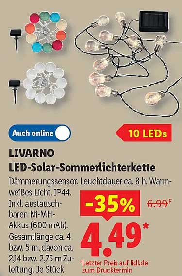 LIVARNO LED-Solar-Sommerlichterkette