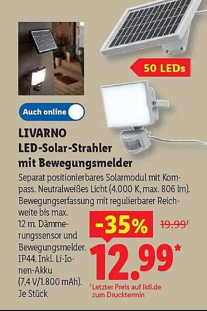 LIVARNO LED-Solar-Strahler mit Bewegungsmelder