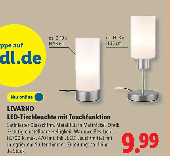 LIVARNO LED-Tischleuchte mit Touchfunktion