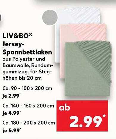 LIV&BO® Jersey-Spannbettlaken aus Polyester und Baumwolle, Rundumgummizug, für Steghöhen bis 20 cm
