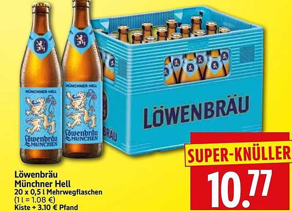 Löwenbräu Münchner Hell 20 x 0,5 l Mehrwegflaschen
