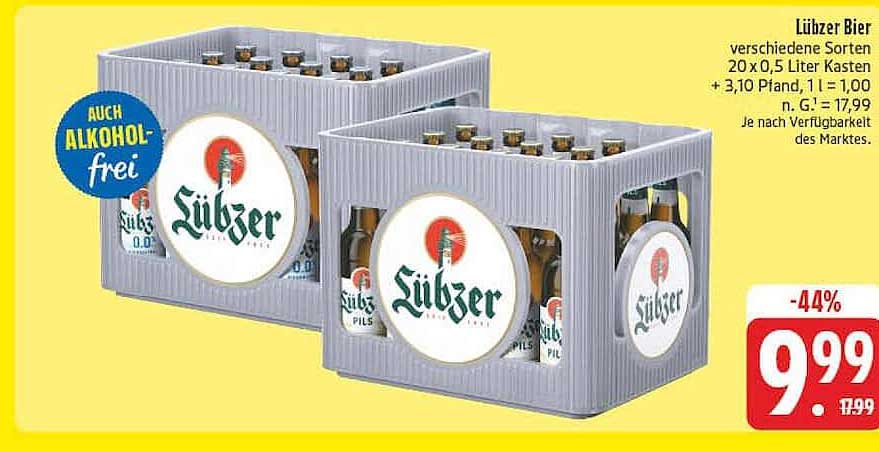 Lübzer Bier verschiedene Sorten 20 x 0,5 Liter Kasten + 3,10 Pfand