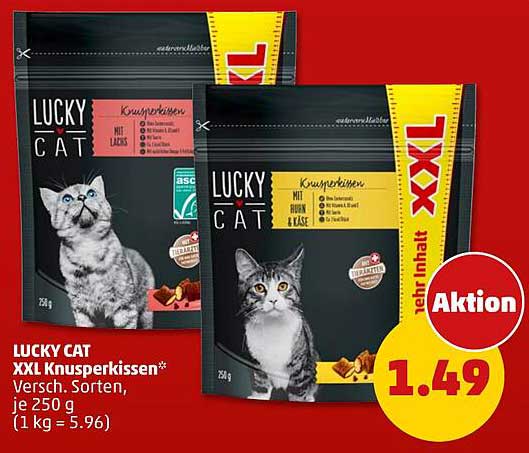 LUCKY CAT XXL Knusperkissen* vesch. Sorten, je 250 g (1 kg = 5.96)