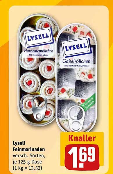Lysell Feinkarimarden versch. Sorten, je 125-g-Dose (1 kg = 13.52)