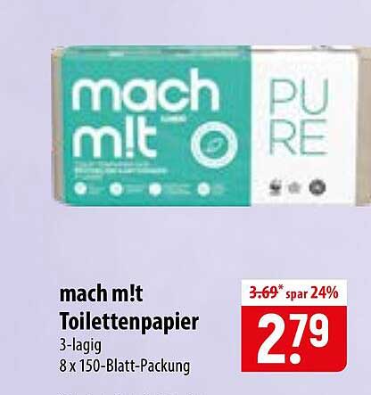mach m!t Toilettenpapier 3-lagig 8 x 150-Blatt-Packung