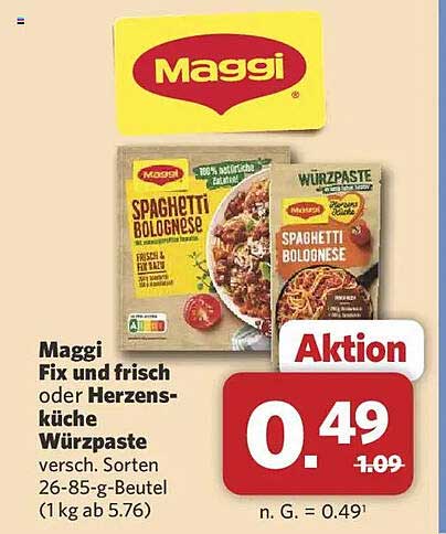 Maggi Fix und frisch oder Herzensküche Würzpaste versch. Sorten 26-85-g-Beutel (1 kg ab 5.76)