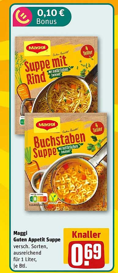 Maggi Guten Appetit Suppe versch. Sorten, ausreichend für 1 Liter, je Btl.