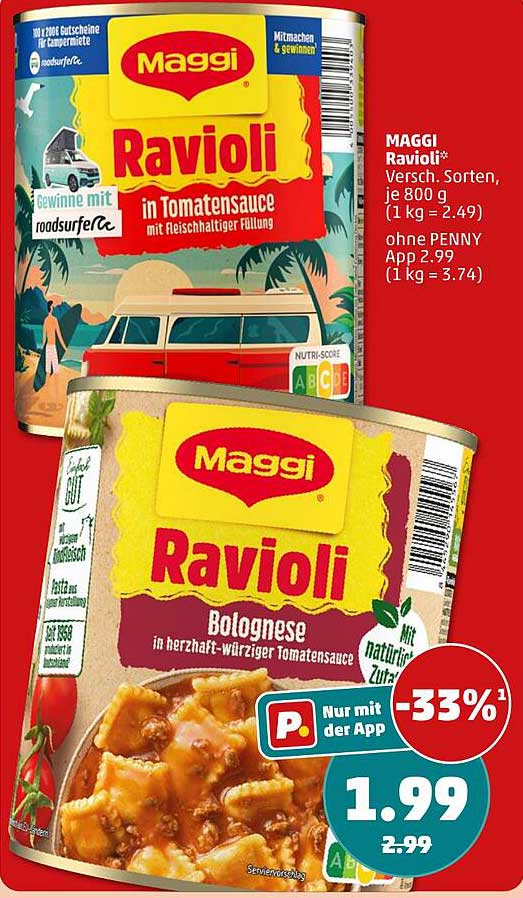MAGGI Ravioli* Versch. Sorten, je 800 g
