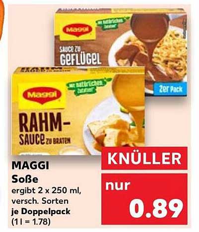 MAGGI Soße ergibt 2 x 250 ml, versch. Sorten je Doppelpack (1 l = 1.78)