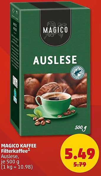 MAGICO KAFFEE Filterkaffee¹ Auslese, je 500 g (1 kg = 10.98)