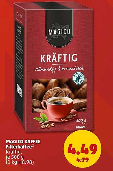 MAGICO KAFFEE Filterkaffee¹ Kräftig, je 500 g (1 kg = 8.98)