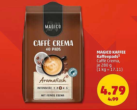 MAGICO KAFFEE Kaffeepads¹ Caffè Crema, je 280 g (1 kg = 17.11)