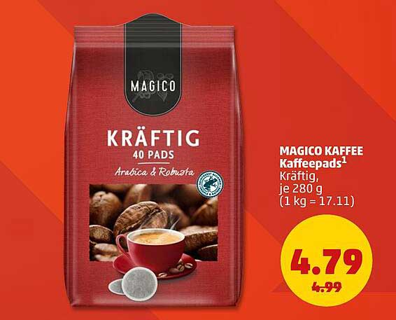 MAGICO KAFFEE Kaffeepads¹ Kräftig, je 280 g (1 kg = 17.11)