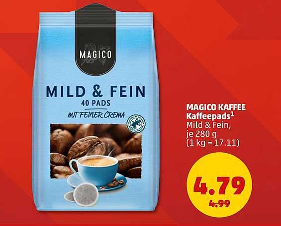 MAGICO KAFFEE Kaffeepads¹ Mild & Fein, je 280 g (1 kg = 17.11)