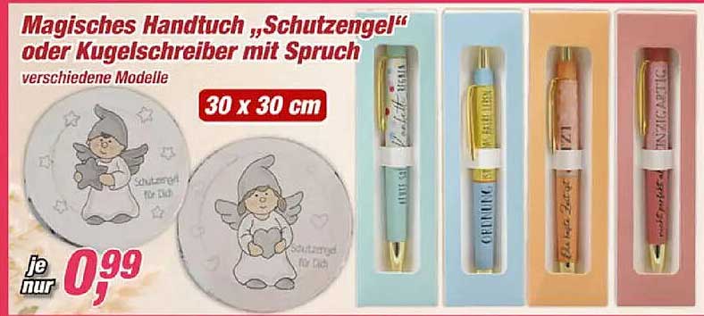 Magisches Handtuch „Schutzengel“ oder Kugelschreiber mit Spruch