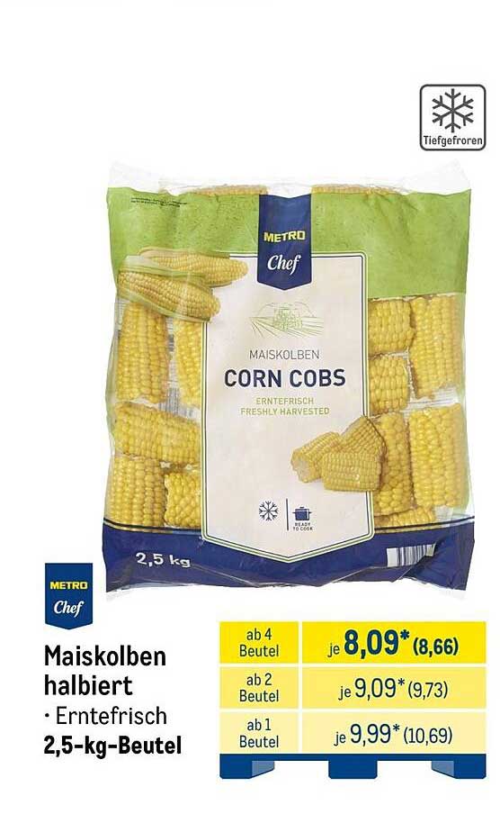 Maiskolben halbiert · Erntefrisch 2,5-kg-Beutel