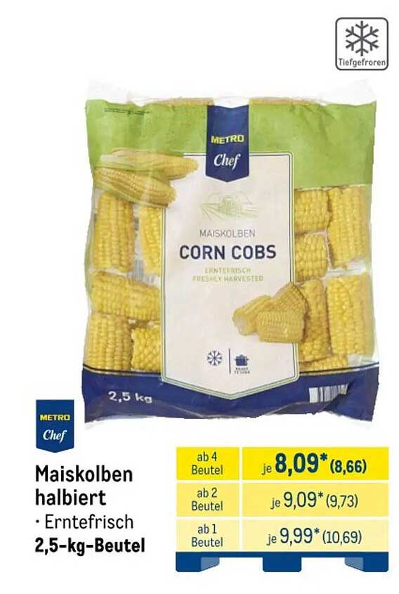 Maiskolben halbiert · Erntefrisch · 2,5-kg-Beutel