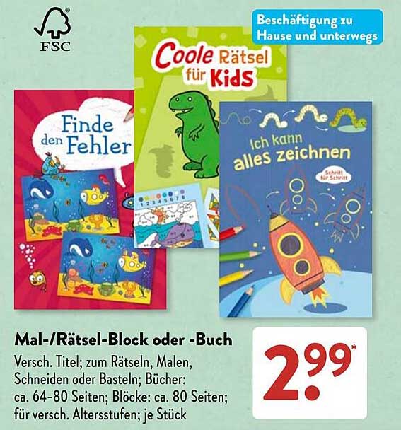 Mal-/Rätsel-Block oder -Buch