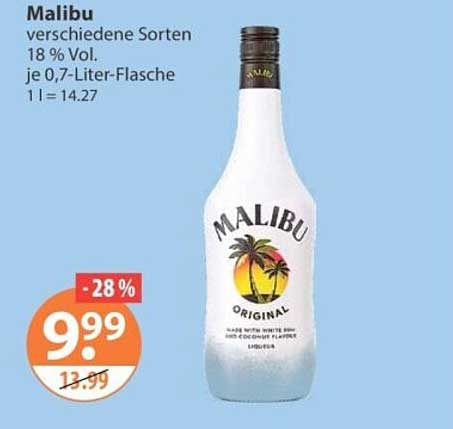 Malibu verschiedene Sorten 18 % Vol. je 0,7-Liter-Flasche