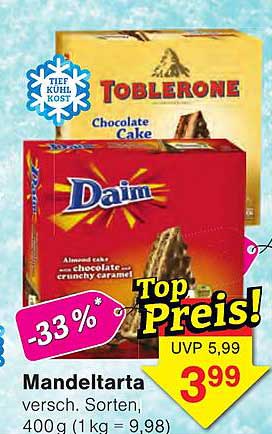 Mandeltarta versc. Sorten, 400g (1 kg = 9,98)