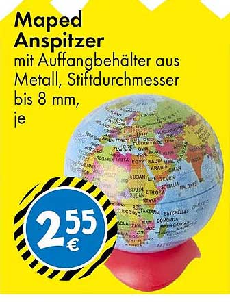 Maped Anspitzer mit Auffangbehälter aus Metall, Stiftdurchmesser bis 8 mm, je