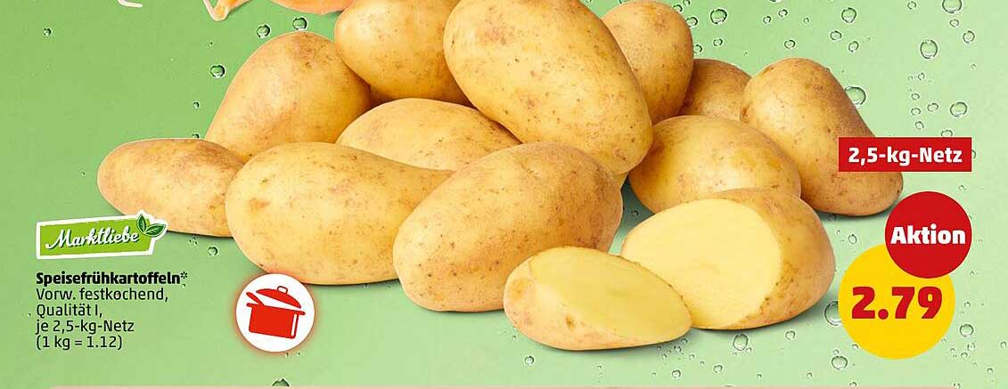 Marktliebe Speisefrühkartoffeln* Vorw. festkochend, Qualität I, je 2,5-kg-Netz (1 kg = 1.12)