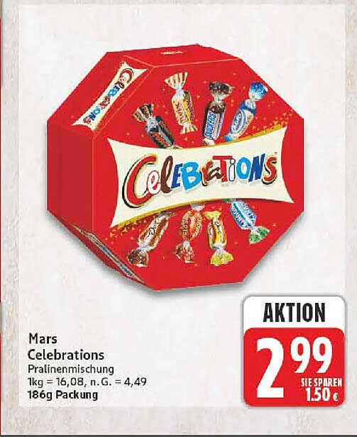 Mars Celebrations Pralinenmischung 186g Packung