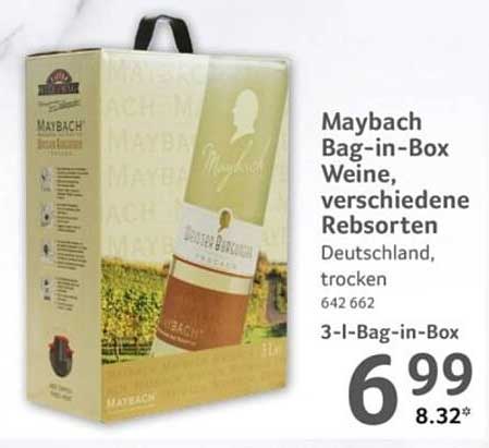 Maybach Bag-in-Box Weine, verschiedene Rebsorten