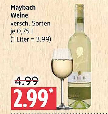 Maybach Weine versch. Sorten je 0,75 l (1 Liter = 3.99)