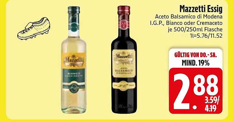 Mazzetti Essig Aceto Balsamico di Modena I.G.P., Bianco oder Cremaeto je 500/250ml Flasche
